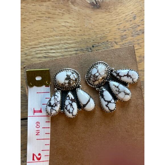 WILD HORSE Sterling Silver Cluster Earrings Southwest Statement Studs - Picture 6 of 8